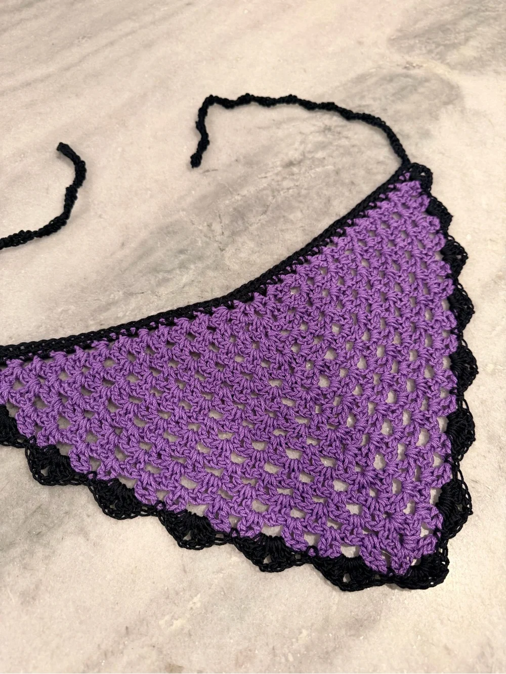 Handmade Crochet Bandana Head Scarf Cotton Boho Triangle Wrap Fest Cottagecore